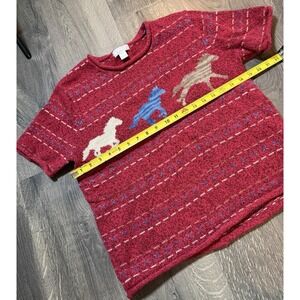 Women's Horse Short Sleeve Sweater Christopher Banks Size Medium Petite